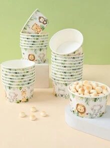 10/25/50Pcs Jungle Animal Wildlife Party Supplies Paper Bowls, Animal Theme Birthday Party Decor, Birthday Party Supplies, Babyshower Party Decor,Wedding Bridal Shower Decor,Kitchen Dining Table Decor,Home Decor,Disposable Tableware