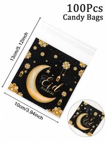 50/100pcs 10*13cm Ramadan Gift Bags, Black Gold Moon Star Style Mini Self Sealing Gift Bags, Eid Gift Wrapping Supplies Eid Mubarak Storage Bags, Ramadan Kareem Decoration Ramadan Decorations For Home Ramadan Party Decor, Islam Muslim Decoration Room Decor Table Decoration, Ramadan Party Favor, Ramadan Decorations, Ramadan Gifts, Gift Packaging Supplies - View 6