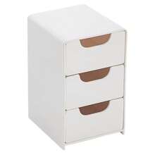 1 pieza Caja de almacenamiento de 3 capas para baño y tocador, caja de almacenamiento compacta para maquillaje y artículos esenciales, caja de papelería para escritorio, diseño sin perforación, apta para uso doméstico u oficina