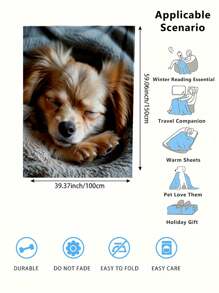 Customizable - Personalized Cat, Dog, Or Human Portrait Photo Custom Blanket, Machine Washable, Flannel Material, Suitable For Bedroom, Living Room Use As Throw Blanket, Loved By Fans And Pet Lovers, Room Decor, Fan Merchandise, Great Personalized Gift For Mother's Day, Birthday, Anniversary - White - View 11