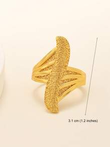 1pc Luxury Copper Gold Plated Flower Ring Tail Ring Hollowed Out Adjustable Size Dubai Middle East Africa Bride Valentine's Day Gift Suitable For Women Daily Wear - Yellow Gold - View 19