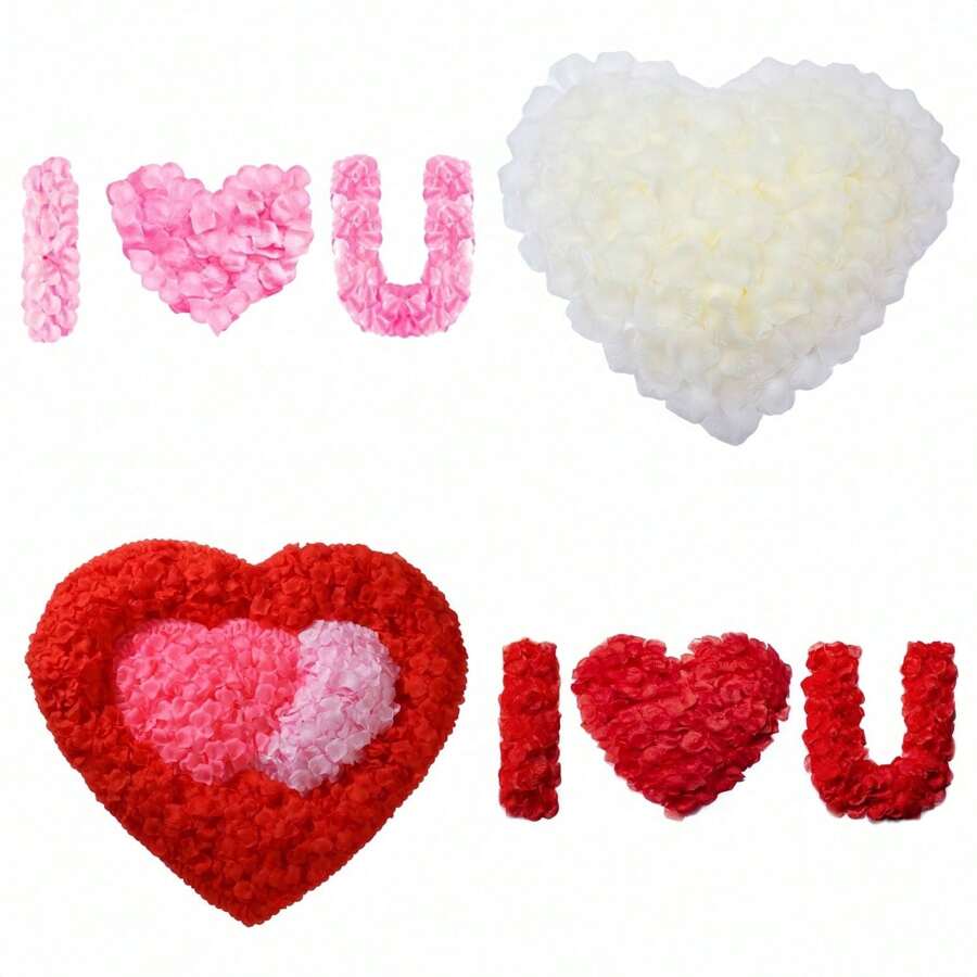 500/1000/2000 片玫瑰花瓣适合浪漫之夜婚礼派对装饰、情人节求婚装饰花瓣、假玫瑰、人造玫瑰花瓣装饰 - 彩色 - 查看 1