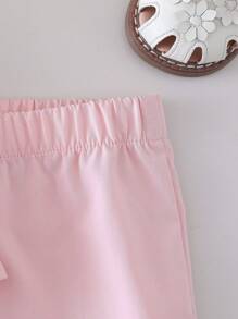 2pcs/Set Infant/Baby GirlCasual Cute Fashion Round Neck Shorts Set, Spring/Summer, 0-3Y