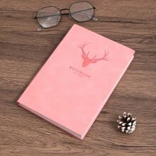 1pc/2pcs/3pcs/6pcs 平装鹿头小羊皮 200 页笔记本，软皮/护眼纸/丝带书签/鹿头 LOGO，适合商务办公/校园生活/日常生活/节日礼品/日记本/手帐本/会议笔记本