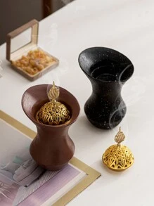 1 件细腰形金属树脂组合手持香炉，黑色/白色/红色，奢华风格阿拉伯香座，适用于节日、家庭、办公室、酒店、派对装饰 - 彩色 - 查看 3
