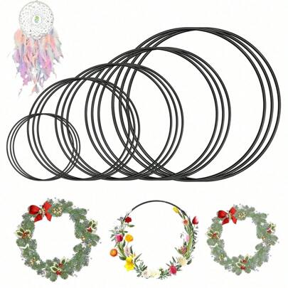 5/10pcs Black Metal Rings For Crafting, Decorative Wire Rings For DIY Dream Catchers, Wreaths, And Floral Arrangements, Jump Rings For Jewelry Making