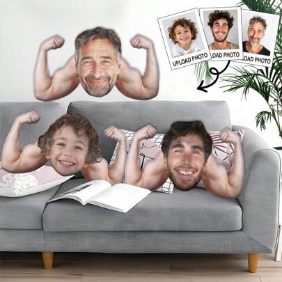 1pc Customized Funny Giant Portrait Photo Pillow, Personalized Pillow Suitable For Home Decor, Holiday Decor, Valentine's Day Gift, Christmas Gift, Wedding, Birthday Gift, Women's Gift, Anniversary Gift