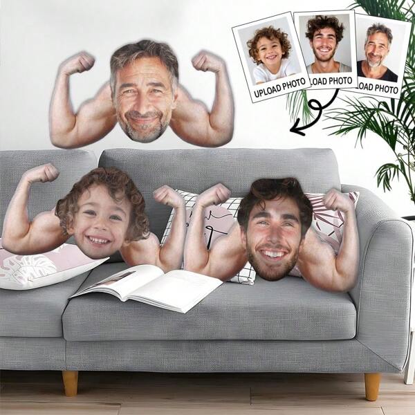 1pc Customized Funny Giant Portrait Photo Pillow, Personalized Pillow Suitable For Home Decor, Holiday Decor, Valentine's Day Gift, Christmas Gift, Wedding, Birthday Gift, Women's Gift, Anniversary Gift
