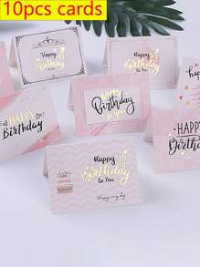 10 PCS Foil Greeting Cards, Personalized Birthday Gift Cards, Birthday Cake Wishes Cards, Birthday Folded Greeting Cards Pieces, Simple Little Fresh Cards, Gifts Flower Shop, Wishes Birthday Cards For Friends And Family., Back To School Valentine Day