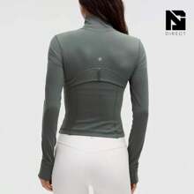 Lululemon Define Cropped Jacket Nulu-For Yoga Gym Running-Sweat-Wicking-Yoga-All Seasons Sport-Spring/Summer-Autumn/Winter-Prefect Thanks Giving Day & Chrismas Gift - Dark Forest/Gold - View 3