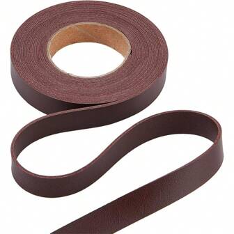 1Roll 1/2" Wide Double-Sided Leather Cord 79" Flat Lychee Grain Leather Strips Strings 1.7mm Thick PU Leather Strap Threads For DIY Crafts Belt Jewelry Making Coconut Brown