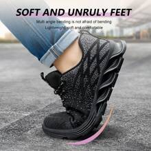 Damen Arbeitsschuhe, Unisex Schnür-Sicherheitsschuhe, Damen Laufschuhe - Verstärkte Sohlen, Stahl-Zehenkappen für Komfort und Schutz, explosionssicher, durchstoßfest, geeignet für Büro, Baustelle, atmungsaktiv und leicht für den Sommer, Industrie- und Lässig-Stil