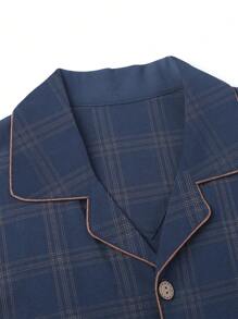 2pcs/Set Men Summer Sleepwear Lightweight Short Sleeve Cardigan Top And Shorts, Breathable Moisture-Wicking Pajama Set