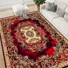 [Crystal Velvet 700g/㎡, Printed Bottom, 5mm Thick] A High-End, Elegant Deep Red Floral Pattern Carpet In European Style. Anti-Slip, Absorbent, Soft And Easy To Clean Carpet, Suitable For Indoor, Entrance, Living Room, Bedroom, Sofa, Kitchen. Applicable For Daily Use, Holidays, And Parties. Home Bathroom Decor Bath Rug Outdoor Rug Door Mat Fall Decor Bathroom Accessories Back To School