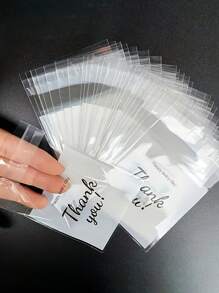 100个自粘半透明花卉图案袋，DIY礼品卡装饰袋，“谢谢”字样印花OPP袋，适用于派对、生日、婚礼和礼品包装，也适用于珠宝包装。复活节礼物、春季礼物。 - 彩色 - 查看 2