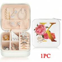 Black 26 Letter Printed White Travel Jewelry Box Jewelry Travel Storage Bag Small Jewelry Box Bridesmaid Gift Box Mini Storage Box