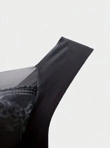 Damen nahtloser, bügellos Spitzenbesatz Bra mit hoher Elastizität, Schwarz