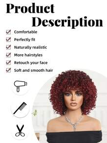 Fluffy Little Curl Wig Red 12-Inch Short Curl Wig Synthetic Heat Resistant Fiber Wig Ladies Wig Perfect For Holiday Travel Family Gatherings Everyday Wear Use