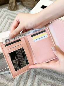 1pc Unisex Fashion Creative Trifold Bow Decor Mini Compact Card Holder, Large Capacity Multi-Card Slots Wallet For Coins, Cash, Keys, Suitable For Business, Student, Dating, Anniversary, Daily Use, Gift,Boho Vibes