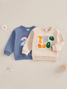 Camiseta de segundo cumpleaños para niño, atuendo de cumpleaños para bebé de 2 años, sudadera con burbujas bordada, suéter retro de manga larga - Azul - Ver 3