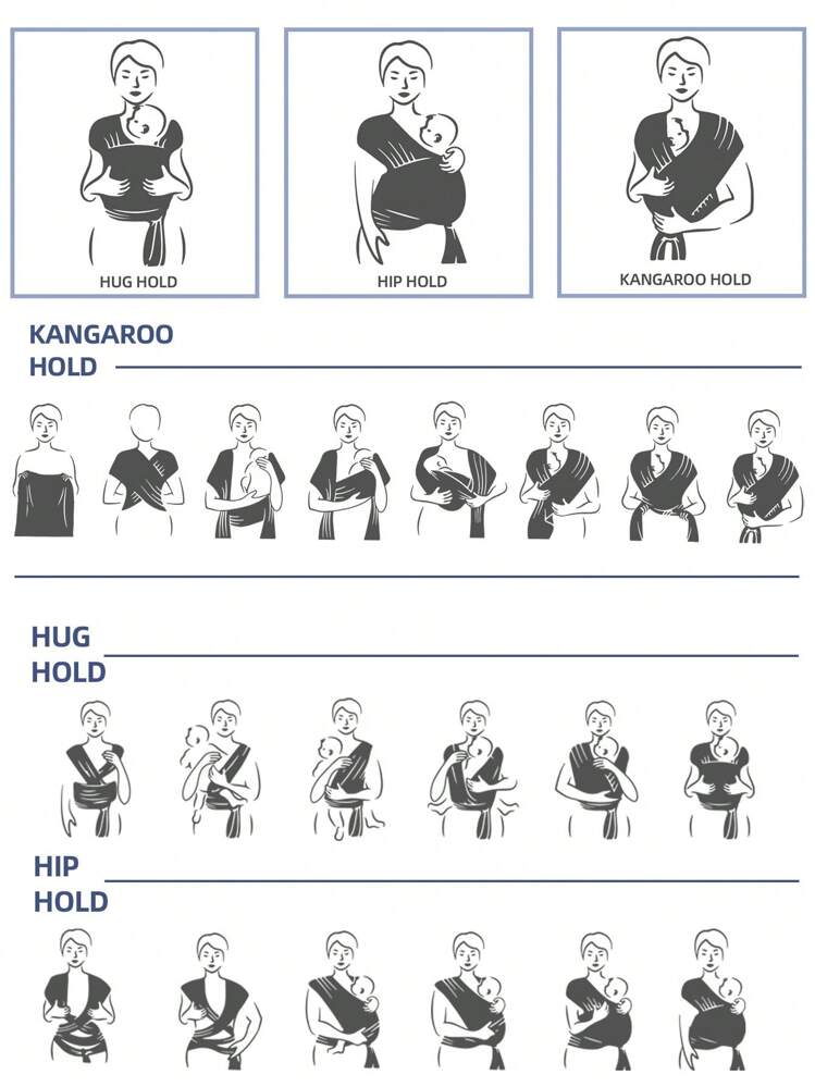 Canguru para Bebês Multifuncional, Envoltório Ajustável Frontal para Recém-nascidos e Crianças Pequenas, Portátil e Leve, Adequado para Todas as Estações - Cor café - Ver 6