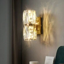 1 件金色/银色水晶壁灯，G4 光源，适用于客厅、卧室、厨房、走廊家居装饰，不锈钢电镀灯体