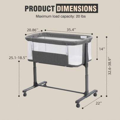 3 In 1 Baby Crib, Baby Cradle, Baby Bassinet, Baby Cot, Bedside Sleeper, Travel Cot, With Mattress And Changing Table, Folding, Adjustable, Rocking, P