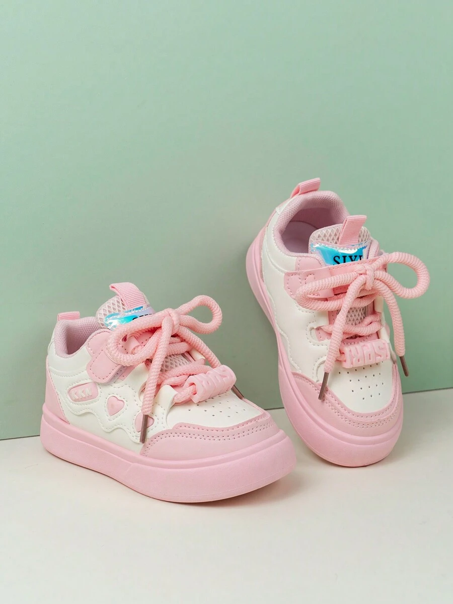 女童糖果色休闲运动鞋，轻便舒适运动鞋，3-12岁，2025年新品，适合所有季节 - 粉色 - 查看 1