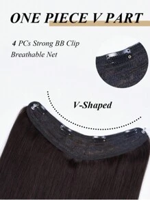 一体式接发 3/4 全头升级版 V 形纬发接发夹 自然黑色 18 英寸 - Natural Black - 查看 3