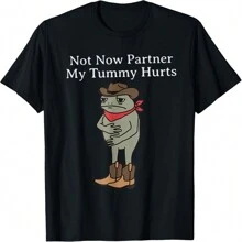 Not Now Partner My Tummy Hurts Funny Cowboy Frog Vintage T Shirt - màu đen - Xem 1