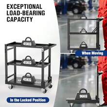 WORKPRO Utility Service Cart 3-In-1 Folding Rolling Utility Cart With Wheels Heavy-Duty Multi-Purpose Storage Shelves For Kitchen Hotel Workshop Art Studio And Gallery - as pic - View 3