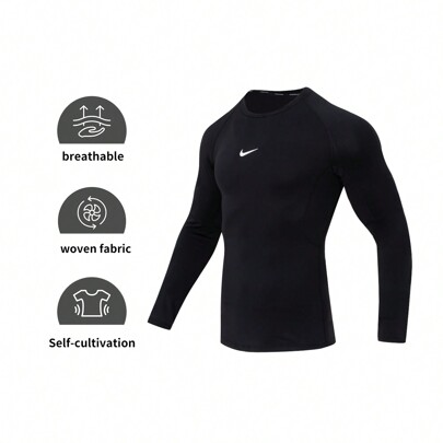 Nike M NP DF TIGHT TOP LS Tights Men's Running Breathable Quick-Drying Compression Clothing Stretch Sports Top Fitness Long-Sleeved T-Shirt / It Is Recommended To Order A Larger Size FB7920-010