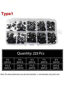 200/225pcs Oil-Resistant Rubber O-Rings Combination Set In 18 Sizes For Sealing Gaskets,Perfect For Automotive, Plumbing, And Air/Gas - Black - View 7