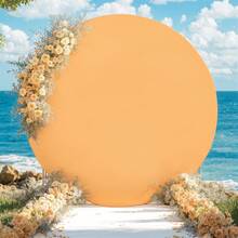 strundghti Round Arch Backdrop Cover For 6ft/6.5ft/7.2ft Circle Arch Stand, Wrinkle Resistant Circle Arch Backdrop Cover For Wedding, Birthday, Ba-By Shower Decorations - Orange-7.2ft - View 1