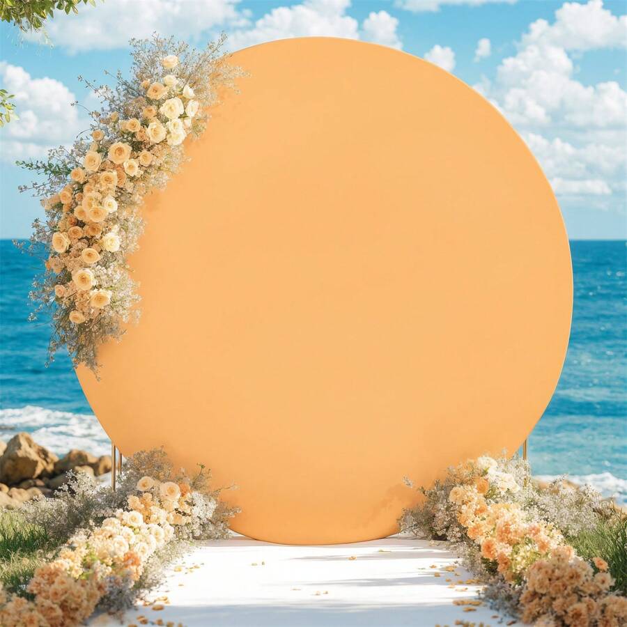 strundghti Round Arch Backdrop Cover For 6ft/6.5ft/7.2ft Circle Arch Stand, Wrinkle Resistant Circle Arch Backdrop Cover For Wedding, Birthday, Ba-By Shower Decorations - Orange-7.2ft - View 1