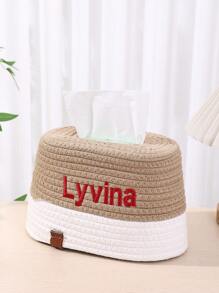 Porta fazzoletti personalizzato, design intrecciato in corda, stile nordico, porta rotolo di carta quadrato, decorazione per casa, salotto, camera da letto, bagno, tavolo da pranzo, testo personalizzabile