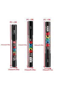 UNI NEW PACKAGE Paint Marker Pen Set And Single PC-1M 3M 5M Water Based Colors Permanent Acrylic Pen Graffiti Art School Supplies