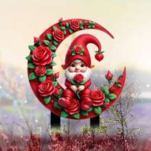 Garden Stake Outdoor Decoration, Valentine's Day Gnome Acrylic Garden Stakes Outdoor Garden Decor Fairy Art Lawn Garden Stake