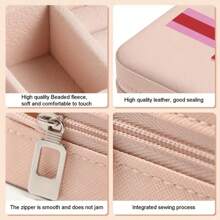 Custom Shadow Letter Striped Travel Jewelry Box - Fashionable Faux Leather Jewelry Storage Bag, Suitable For Rings, Earrings, Necklaces | Perfect Gift For Women, Ideal For Bridal Showers And Engagement Gifts.
