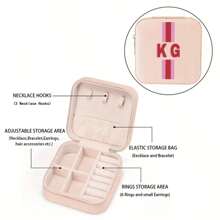Custom Shadow Letter Striped Travel Jewelry Box - Fashionable Faux Leather Jewelry Storage Bag, Suitable For Rings, Earrings, Necklaces | Perfect Gift For Women, Ideal For Bridal Showers And Engagement Gifts.