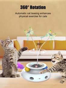 Nouveau jouet électrique automatique pour chat de compagnie, baguette taquine à rotation 360° auto-joueuse intelligente pour améliorer l'exercice du chat