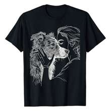 Australian Shepherd Dog Mom Aussie Lover Mother's Day T-Shirt Graphic Tees Short Sleeve Casual Women T Shirts 100% Cotton Tee Shirt Womens Short-Sleeved Funny Printed Women's T-Shirts Summer Tops Soft Comfy Everyday Wear Gift Woman Tshirt Black - 黑色 - 查看 1