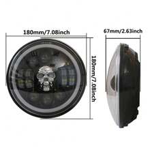 Faro de motocicleta LED con cabeza de calavera de 7 pulgadas con luces de cruce, luces diurnas, luces antiniebla y luces indicadoras para Suzuki Kawasaki Touring Custom - Negro - Ver 2