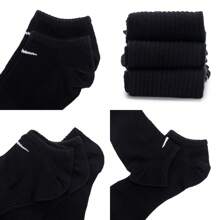 Nike 3 双男/女款轻便日常训练短袜，速干柔软休闲跑步健身运动袜 SX7678-100 - 黑/(白) - 查看 2