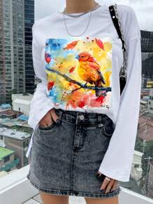 定制个性化礼品、定制女士 T 恤、添加您的照片（徽章图案/公司徽标/家庭照片/自拍/宠物/情侣照片等） - 白色 - 查看 5