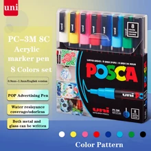 UNI NEW PACKAGE Paint Marker Pen Set And Single PC-1M 3M 5M Water Based Colors Permanent Acrylic Pen Graffiti Art School Supplies