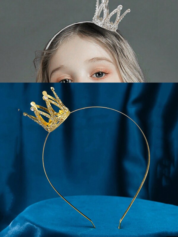 1pc Fashionable Zinc Alloy Mini Crown Headband, Suitable For Birthday, Party, Daily Wear