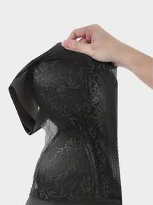 Damen nahtloser, bügellos Spitzenbesatz Bra mit hoher Elastizität, Schwarz