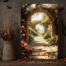 Warm, Unique Sunlit Garden Path Canvas Art, Lively Flower Decoration, Elevating The Atmosphere,Festive Touch For Valentine's And New Year