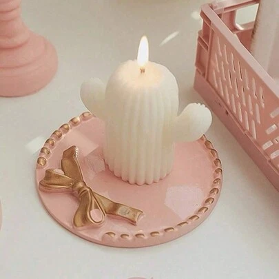 1pc Ins Style Candle Holder, Vintage Round Tray, Home Decor, Photography Prop, Suitable For Halloween, Horror, Autumn, Holidays, Christmas, Winter, Festivals, Room Decoration, Gift